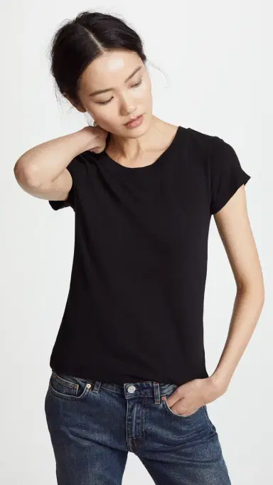 L'AGENCE Cory Crew Neck Tee Black | Thumbnail 2
