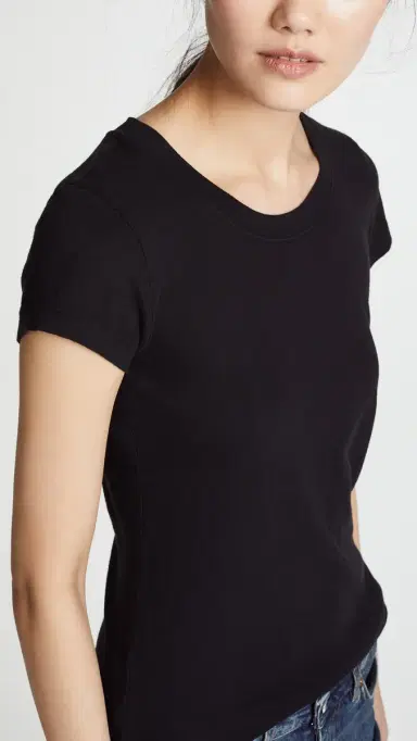 L'AGENCE Cory Crew Neck Tee Black | Thumbnail 6