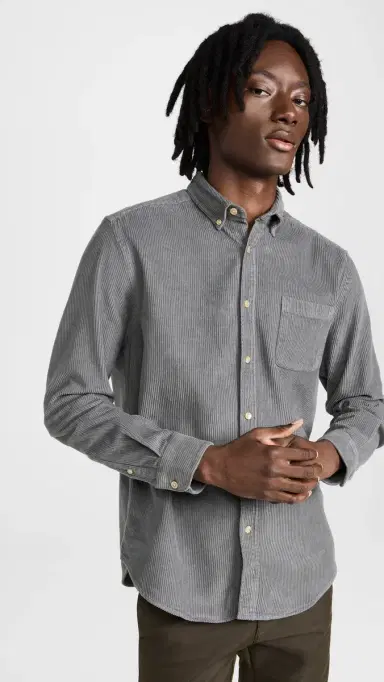 Portuguese Flannel Lobo Corduroy Shirt Anthracite M | Thumbnail 2