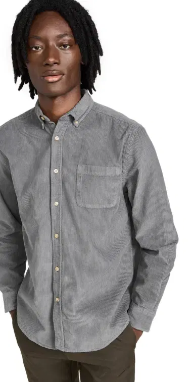 Portuguese Flannel Lobo Corduroy Shirt Anthracite M | Thumbnail 1