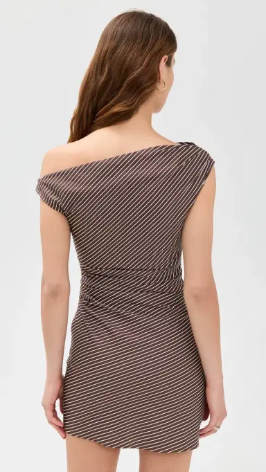 Staud Phare Mini Dress Dark Oak Micro Stripe 8 | Thumbnail 3