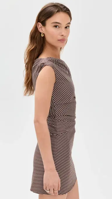 Staud Phare Mini Dress Dark Oak Micro Stripe 8 | Thumbnail 4