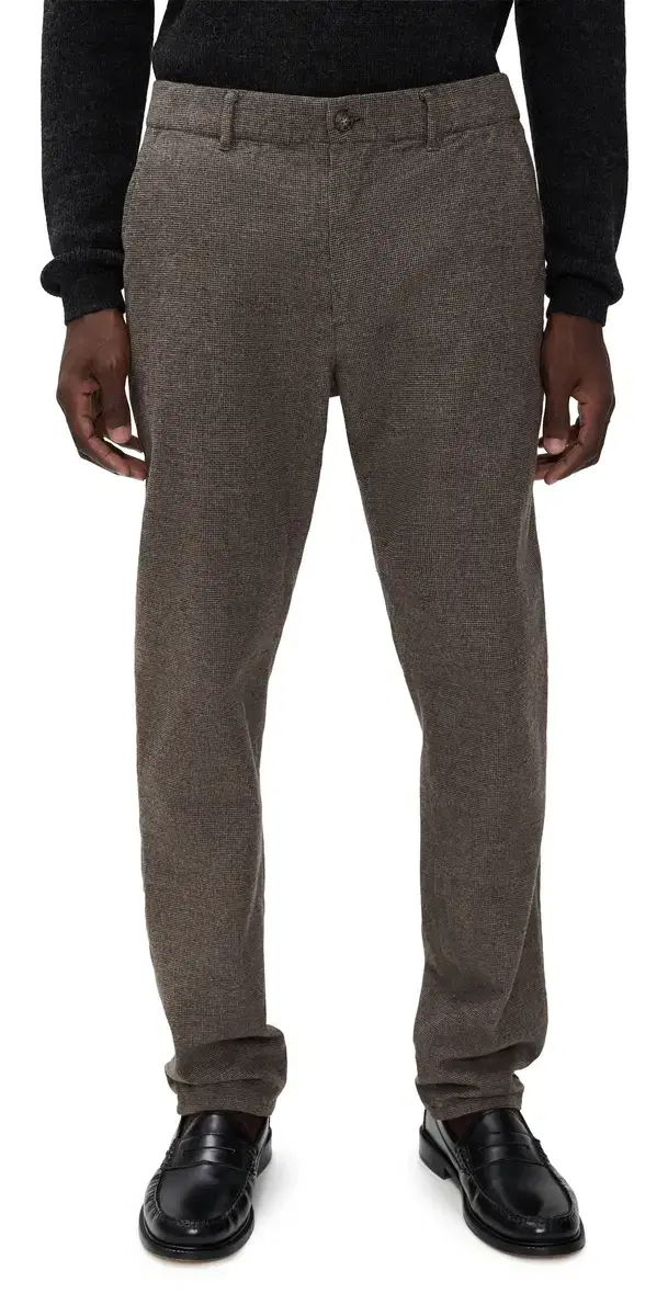 Saturday Houndstooth Slim Straight Chinos dark taupe