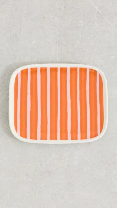 Marimekko Oiva Piccolo Plate White/Pink/Orange One Size | Thumbnail 2