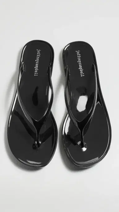 Jeffrey Campbell Beach-Day Jelly Flip Flops Black Shiny | Thumbnail 2