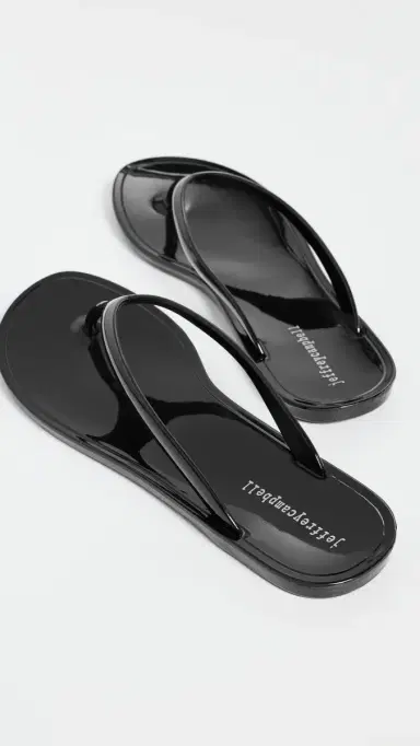 Jeffrey Campbell Beach-Day Jelly Flip Flops Black Shiny | Thumbnail 4