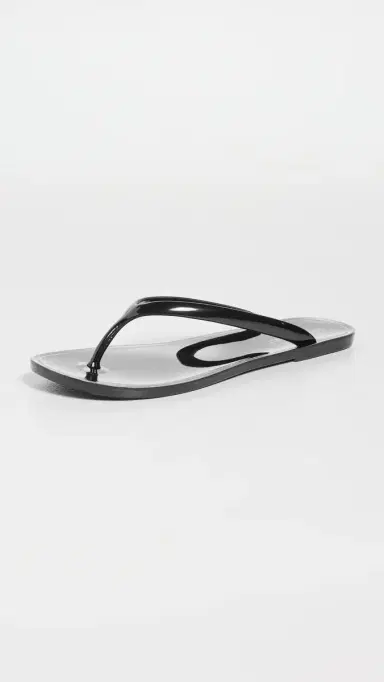 Jeffrey Campbell Beach-Day Jelly Flip Flops Black Shiny | Thumbnail 5