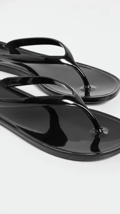 Jeffrey Campbell Beach-Day Jelly Flip Flops Black Shiny | Thumbnail 6