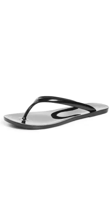 Jeffrey Campbell Beach-Day Jelly Flip Flops Black Shiny | Thumbnail 1