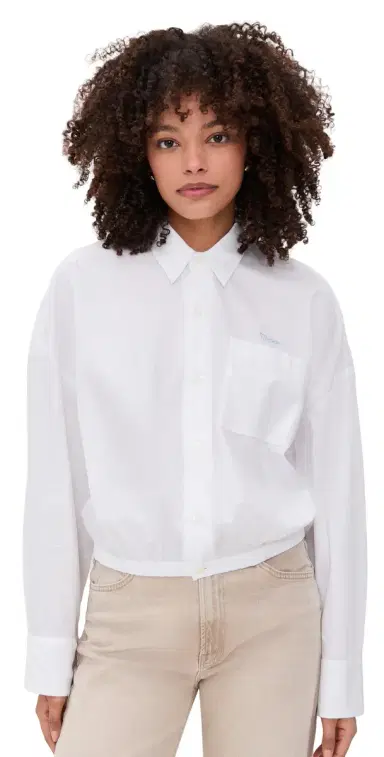 Mother The Scrunchie Frenchie Button Down White | Thumbnail 1 Mother The Scrunchie Frenchie Button Down White | Thumbnail 1