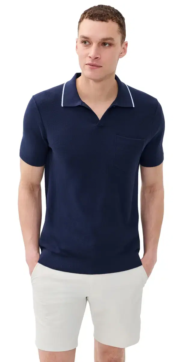 RLX Ralph Lauren Cotton Coomax Johnny Collar weater Polo Refined Navy/Office Blue