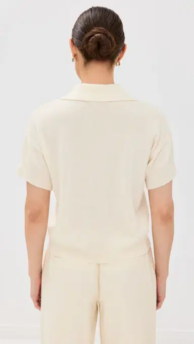 Sablyn Mirabelle Cashmere Relaxed Short Sleeve Polo Gardenia | Thumbnail 3 Sablyn Mirabelle Cashmere Relaxed Short Sleeve Polo Gardenia | Thumbnail 3