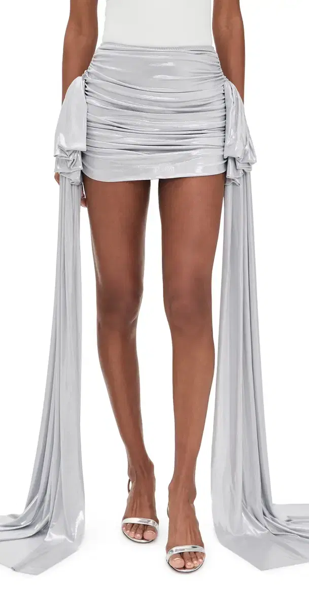 Norma Kamali Bill Pickleball Skirt with Bow ilver