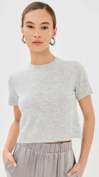 Sablyn Charleston Cashmere Short Sleeve Sweater Foggy | Thumbnail 2