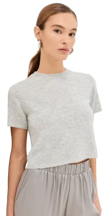 Sablyn Charleston Cashmere Short Sleeve Sweater Foggy | Thumbnail 1