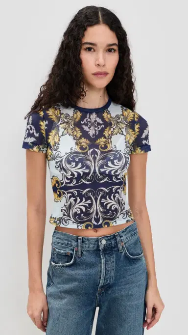 ALICE + OLIVIA Tess Mesh Tee Antique croll | Thumbnail 2 ALICE + OLIVIA Tess Mesh Tee Antique croll | Thumbnail 2