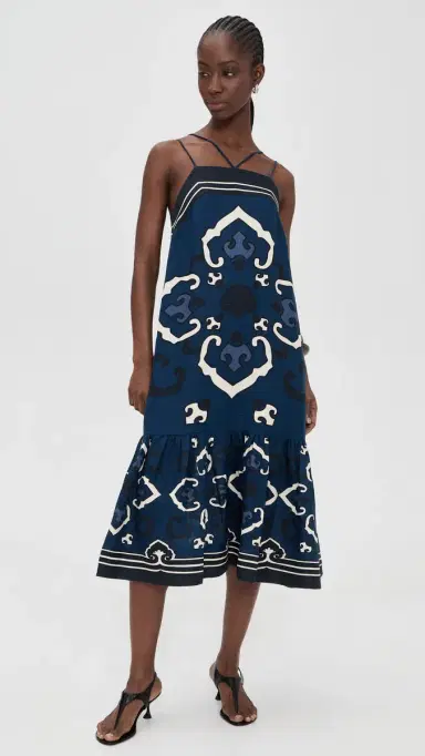 Sea Blaise inen Print Spaghetti Strap Dress Navy | Thumbnail 2