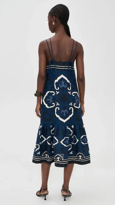 Sea Blaise inen Print Spaghetti Strap Dress Navy | Thumbnail 3