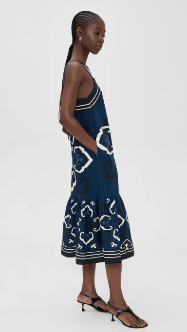 Sea Blaise inen Print Spaghetti Strap Dress Navy | Thumbnail 4