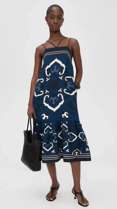 Sea Blaise inen Print Spaghetti Strap Dress Navy | Thumbnail 5