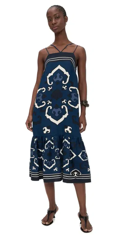Sea Blaise inen Print Spaghetti Strap Dress Navy | Thumbnail 1
