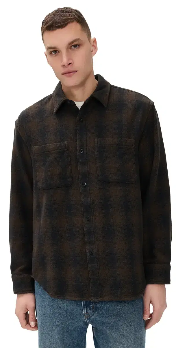 Long leeve Flannel Work hirt Brushed Ombre Plaid