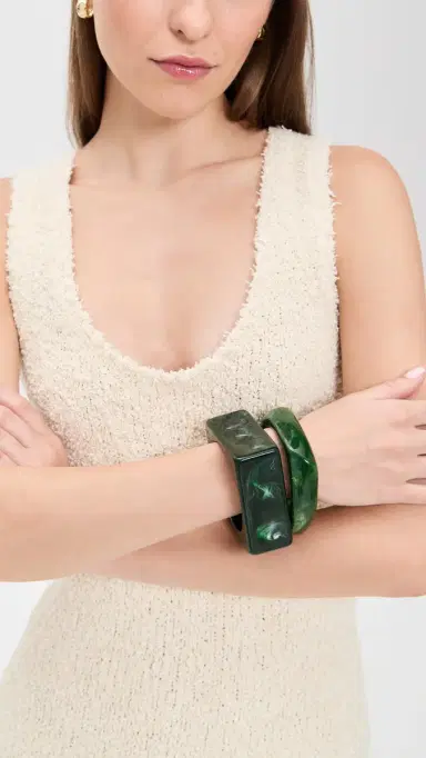 Shashi Jacques Verde Bangle Set Verde One Size | Thumbnail 3