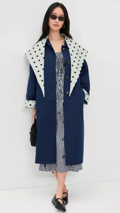 Lisa Says Gah Olson Trench Coat Mint Chip Dot | Thumbnail 5