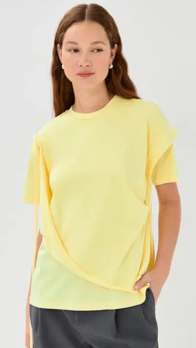 Meryll Rogge Draped T-Shirt Pale Yellow | Thumbnail 2