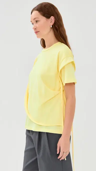 Meryll Rogge Draped T-Shirt Pale Yellow | Thumbnail 4