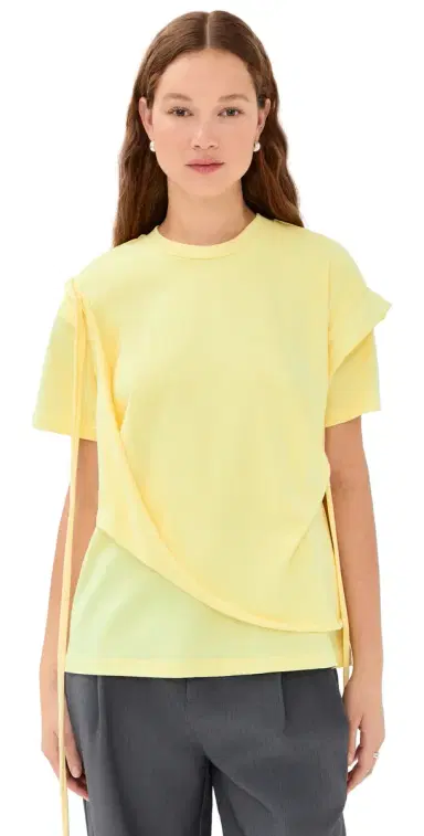 Meryll Rogge Draped T-Shirt Pale Yellow | Thumbnail 1