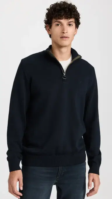 Barbour Cotton Half Zip Sweater Navy | Thumbnail 2 Barbour Cotton Half Zip Sweater Navy | Thumbnail 2