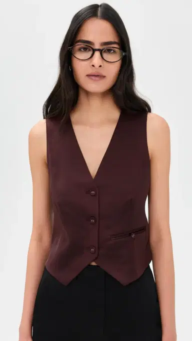 LE BOP Simone Satin Vest Mahogany 2 | Thumbnail 2 LE BOP Simone Satin Vest Mahogany 2 | Thumbnail 2