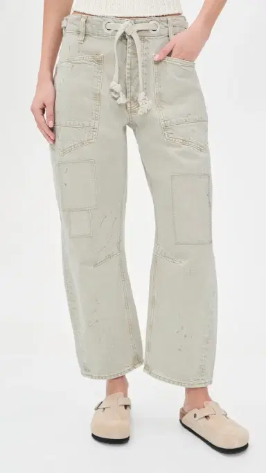 Free People Moxie Low Slung Pull On Barrel Jeans Jetty 30 | Thumbnail 2