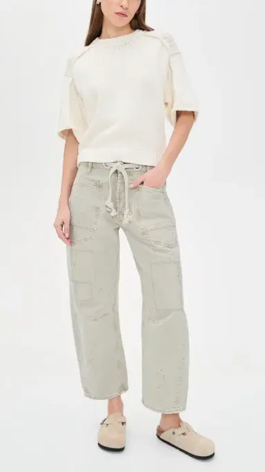 Free People Moxie Low Slung Pull On Barrel Jeans Jetty 30 | Thumbnail 5