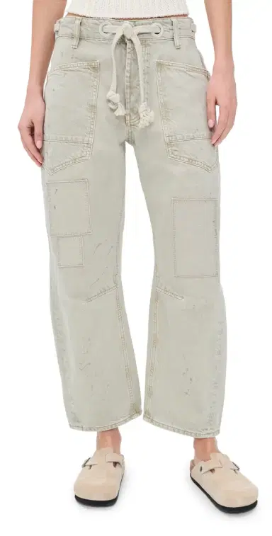 Free People Moxie Low Slung Pull On Barrel Jeans Jetty 30 | Thumbnail 1