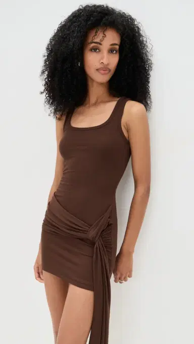 Runaway The Label Felix Tie Front Mini Dress Espresso M | Thumbnail 2
