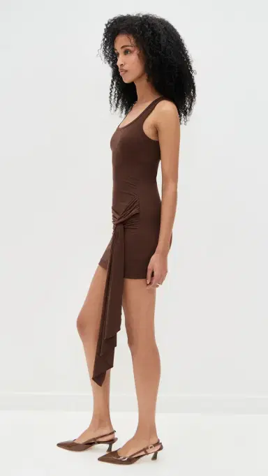 Runaway The Label Felix Tie Front Mini Dress Espresso M | Thumbnail 5