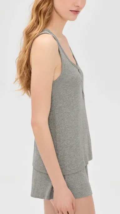 Eberjey Dream Rib V Neck Tank Dark Heather Grey | Thumbnail 4
