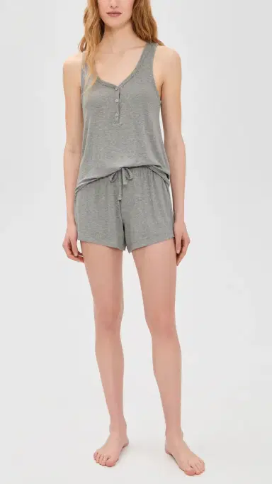 Eberjey Dream Rib V Neck Tank Dark Heather Grey | Thumbnail 5