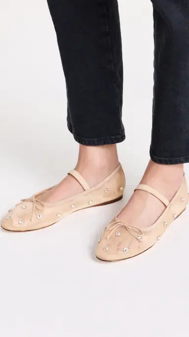 Loeffler Randall Leonie Soft Ballet Flats Caramel/Clear 7 | Thumbnail 3