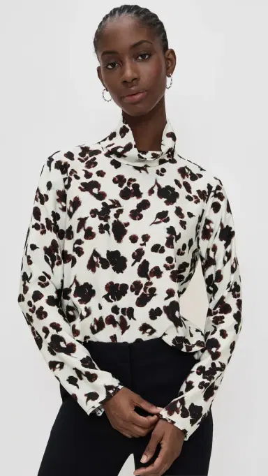 Proenza Schouler White Label Printed Soft Twill Ansel Top Aqua Floral | Thumbnail 2