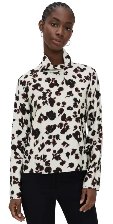 Proenza Schouler White Label Printed Soft Twill Ansel Top Aqua Floral | Thumbnail 1