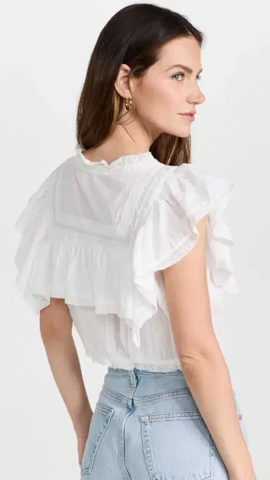LoveShackFancy Nora Top Antique White P | Thumbnail 3