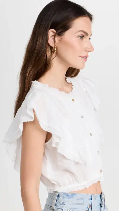 LoveShackFancy Nora Top Antique White P | Thumbnail 4