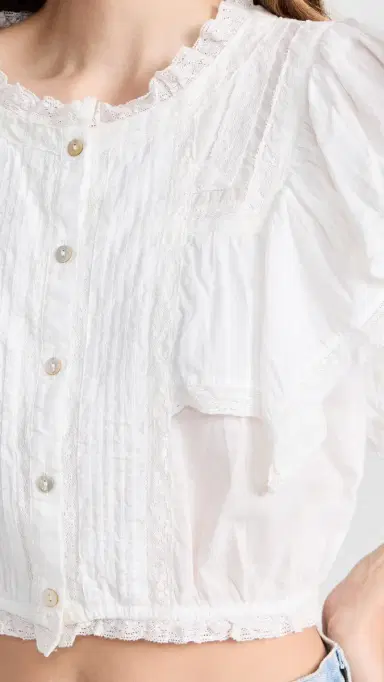 LoveShackFancy Nora Top Antique White P | Thumbnail 6