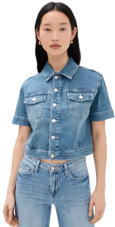 L'Agence Kirstie Short Sleeve Cropped Jacket Calabasas | Thumbnail 1 L'Agence Kirstie Short Sleeve Cropped Jacket Calabasas | Thumbnail 1
