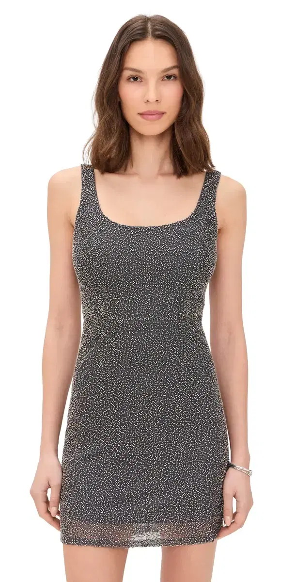 L'AGENCE Inori Beaded Mini Dress Gunmetal