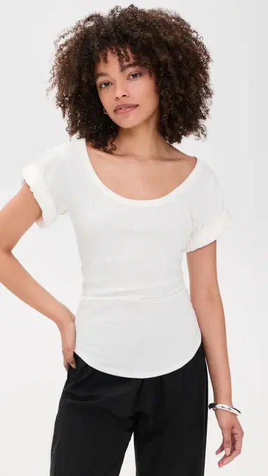 THE LINE BY K Maya Scoop Neck Tee White S | Thumbnail 2