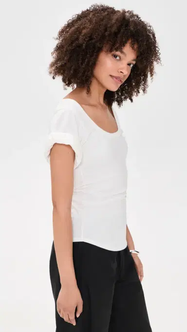 THE LINE BY K Maya Scoop Neck Tee White S | Thumbnail 4